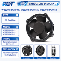 Ventilateur axial AC 230V W2E208-BA20-01/51/53 87W 2750RPM 815m3/h pour système de refroidissement et dissipation de chaleur des machines industrielles