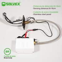 Keran Sensor Tanpa Sentuh SOLVEX, Pemasangan di Dek, Permukaan Berlapis Krom, Panel Baja, Lubang Tunggal, Modern, 10-15cm, Sumber Air, Temperatur: 0-45 ℃