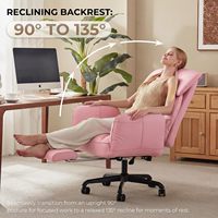Silla de Oficina Ejecutiva Ergonómica Reclinable de Diseño Minimalista con Asiento Ancho Rosa, Respaldo Cruzado y Resortes Individuales para Máxima Comodidad