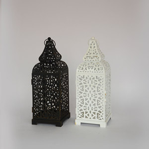 Lanterne a vento in stile marocchino in metallo lampade a motivo floreale scava fuori il Design portacandele in ferro decorazioni per la casa retrò - Product Image 3