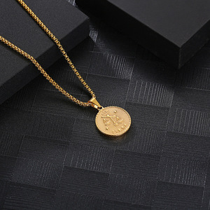 Holesale shion odiodiodiodiodiscope odioigate taintainless tainteel Old lated antiguo ventilado 12 Constellatory orooroscopio Astrology ooin endant - Product Image 4
