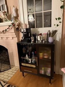 Mueble Bar Moderno <span class=keywords><strong>de</strong></span> Madera Verde para Licores y Café, con Estante para Copas <span class=keywords><strong>de</strong></span> Vino, Almacenamiento <span class=keywords><strong>de</strong></span> Vino Extraíble, Panel <span class=keywords><strong>de</strong></span> MDF, 5+ Compartimentos, Independiente - Product Image 6