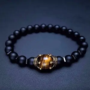 Fashion Luxury High quality Antique Crown Tiger Eye Stone Bead Bracelets Lapis Lazuli Bead Bracelet
