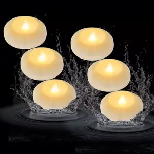 물 활성화 3 인치 깜박임 LED 플로팅 왁스 양초 부동 촛불 조명 불꽃 배터리 티 라이트