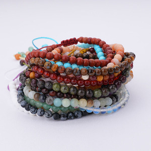 4mm minúscula redonda ajustável Gemstone <span class=keywords><strong>Bracelet</strong></span>, pequeno mini redimensionável Gem Stone <span class=keywords><strong>Healing</strong></span> Crystals Bracelets - Product Image 5