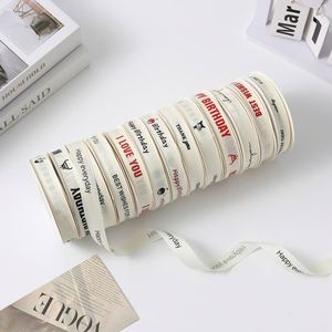 Ruban imprimé personnalisé en gros, durable, écologique, avec logo, pour emballage cadeau, mariage, anniversaire, Saint-Valentin, Noël, gâteau - Product Image 5
