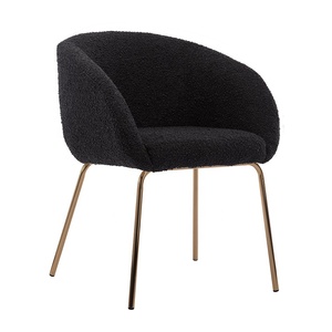 Phòng Khách Hiện Đại Trắng Đen Accent <span class=keywords><strong>Lounge</strong></span> Sherpa Vải Boucle Ghế Ăn - Product Image 1