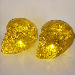 หัวผีทำจากแก้วลายฮาโลวีนมีไฟน่ากลัวสำหรับตกแต่งสวนงานฝีมือปาร์ตี้โครงกระดูกสยองขวัญ - Product Image 1