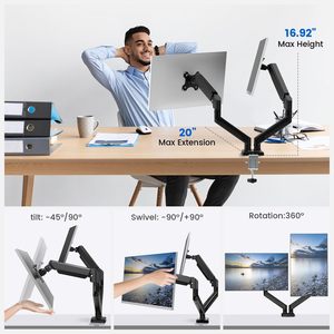 Giá đỡ màn hình tay cần khí nén có thể điều chỉnh, giá đỡ VESA, giá đỡ máy tính cho màn hình tối đa 32 inch, sản phẩm mới - Product Image 5