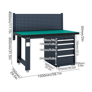 Heavy-Duty Metal Multi-Use Modern <b>Worktable</b> and Tool Storage Bench Mobile Workbench for Laboratory Workshop School Use - Product Image 2