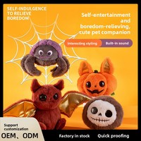 Jouet en peluche interactif éducatif pour chien, résistant aux morsures, en fausse fourrure de lapin, avec fonction sonore, Halloween, chauve-souris/citrouille/squelette