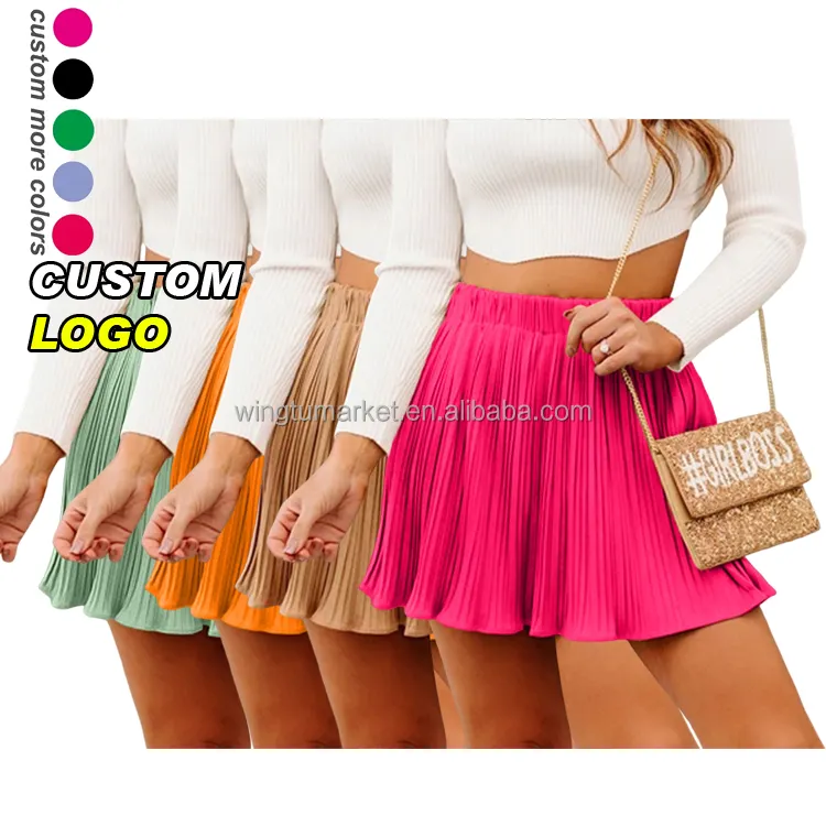 Summer Short Textured Skirts Accordion Party Crepe High Waist Mini Skirt Flared Flowy A Line Tennis Pleated Skirts Women