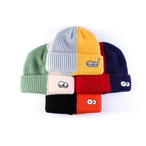 Aung Crown wholesale unisex custom embroidery logo cotton knitted white winter hats beanie cap for men