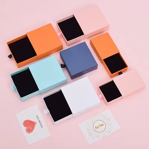 Custom Pink Sliding Drawer Jewelry <b>Box</b> for Necklace <b>Earring</b> and Ring Gift Packaging Premium Cardboard Jewelry <b>Box</b> Orange Accent - Product Image 1
