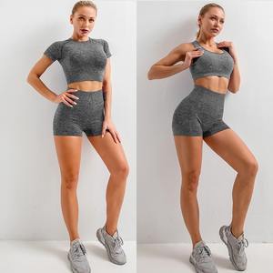 Conjunto de Yoga Benitez sin Costuras para Mujer, Leggings de Cintura Alta con Efecto Levanta Glúteos y Top de Manga Larga de Secado Rápido, Conjunto Deportivo - Product Image 4