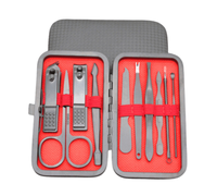 Ensemble de coupe-ongles portable tendance en acier inoxydable pour hommes ensemble de manucure noir 7 pièces pour les soins personnels