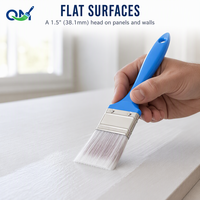 Pinceau de peinture 1,5 pouce (38,1 mm) à poils synthétiques, manche en plastique bleu, virole en acier inoxydable, pour peinture murale domestique