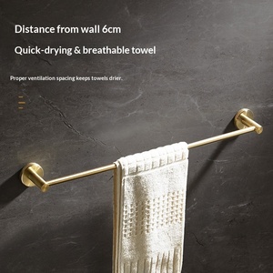 Porte-serviettes doré en acier inoxydable 304, à tige unique, à fixation par perçage, pour <span class=keywords><strong>salle</strong></span> <span class=keywords><strong>de</strong></span> <span class=keywords><strong>bain</strong></span> et toilettes, support <span class=keywords><strong>de</strong></span> suspension pour serviettes <span class=keywords><strong>de</strong></span> toilette à tige unique - Product Image 4