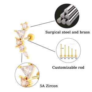 Orecchino a lobo/cartilagine da donna in acciaio inossidabile placcato oro 20g con diamante, <span class=keywords><strong>per</strong></span> <span class=keywords><strong>piercing</strong></span> helix/tragus - Product Image 3