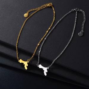 Lady Acero inoxidable 18K chapado en oro Antillas Neerlandesas Bonaire mapa encanto bola cuenta enlace cadena pulsera mapa joyería para mujer - Product Image 5