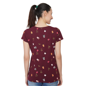 T-shirt décontracté élégant et respirant 100 % coton à manches courtes pour femme, col rond imprimé, de fournisseur bangladais - Product Image 6