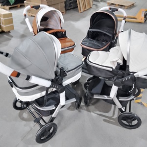 Nouvelle poussette de luxe 4-en-<span class=keywords><strong>1</strong></span> avec siège <span class=keywords><strong>auto</strong></span>, sac à langer et berceau rigide en cuir premium, cadre en alliage d'aluminium léger - Product Image 2