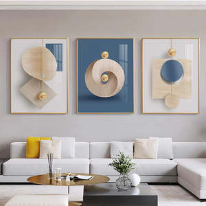 Art mural géométrique abstrait nordique, Art raffiné, impressions sur toile, doré, <span class=keywords><strong>bleu</strong></span>, <span class=keywords><strong>Beige</strong></span>, images pour salon de luxe, <span class=keywords><strong>chambre</strong></span> à coucher - Product Image 4
