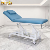 Table de massage électrique avec dossier et repose-jambes réglables, structure métallique, utilisation en salle de sport, salon, mobilier commercial, marque Curtis