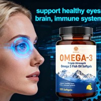 Gélules d'huile de poisson oméga 3 triple concentration OEM pour la santé des yeux, du cerveau et du système immunitaire, 3600 mg d'EPA et DHA, compléments en gélules