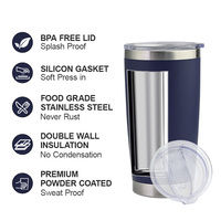 Gobelet isotherme personnalisé avec revêtement en poudre, 20 oz, tasse thermique à double paroi isolée sous vide, tasse de voyage réutilisable, tasse à café en acier inoxydable