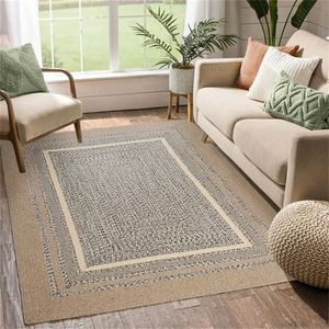 Tapis en cuir de jute, tapis doux pour le sol, 4x6, tapis d'extérieur pour le porche, le salon, moderne, haut de gamme, matériau naturel pur, hiver - Product Image 3