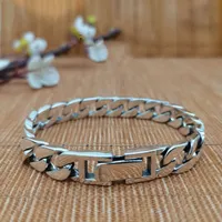 Perak 925 Bahan Perak Sederhana Fashion Retro Kerajinan Perak Thailand Pasangan Pria dan Wanita Personalisasi Tren Gesper Tekan Kuba