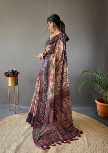 Sari en soie extensible de créateur pour tenue de soirée - Product Image 3