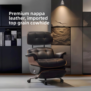 <span class=keywords><strong>Silla</strong></span> de <span class=keywords><strong>Oficina</strong></span> Ejecutiva de Alta Gama, Reclinable Eléctrica, de Cuero Genuino, Cómoda, con Respaldo Alto y Reposapiés de Aluminio - Product Image 3