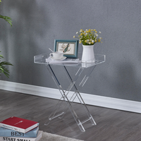 Table d'appoint moderne en acrylique transparent, extensible et pliable, gain de place, en lucite, entièrement assemblée, pour salon, meuble TV