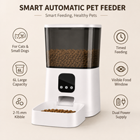 Distributeur automatique intelligent moderne pour animaux de compagnie avec application, distribution de portions programmée, caméra HD, appels vocaux, conception anti-blocage, réservoir de nourriture de 6 L, pour chats