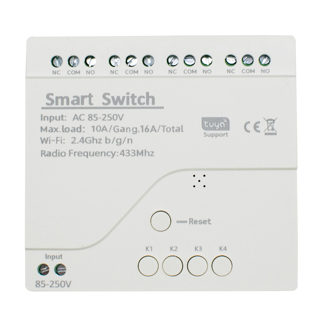 Works with Tuya Wifi Switch 4CH 85-250V  Wireless Module Smart Life APP Remote Control Smart Home Relay Alexa Google Home