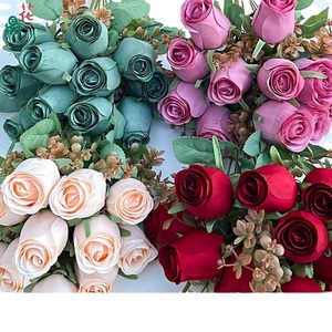 Bouquet de roses européennes à 12 têtes, fleurs artificielles en soie de 48cm de long, fleurs artificielles violettes pour la décoration de la maison, accessoires de photographie - Product Image 2