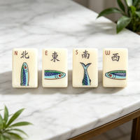 Jeu de Mahjong américain en acrylique ivoire, 160 tuiles à motifs thématiques complètes avec supports, coffret cadeau de jeu de table familial haut de gamme