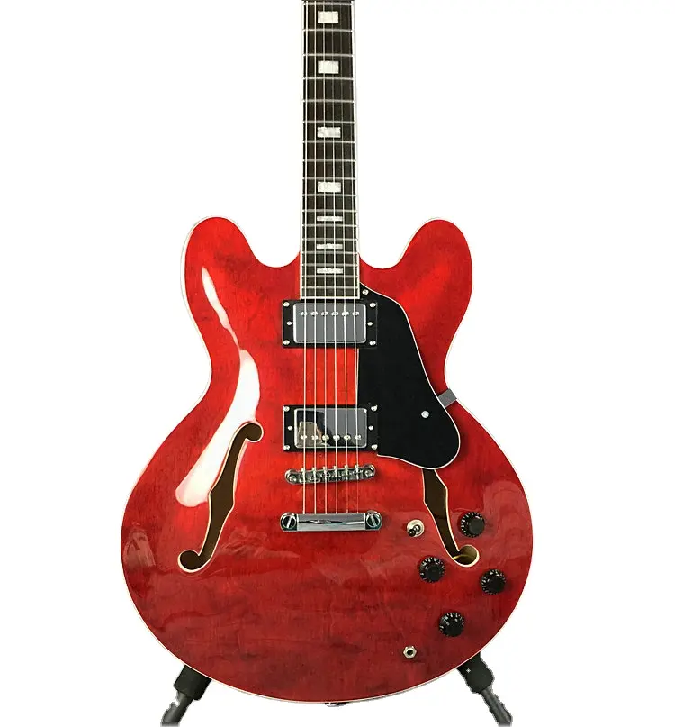 Factory Wholesale OEM/ODM Red color ES335 custom electric guitar semi-hollow body electric guitar