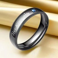 Bague de couple en acier titane micro-pavée CZ de qualité supérieure, motif lettre tendance, en acier inoxydable inaltérable, bagues assorties, vente en gros