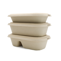 Boîte à lunch carrée moderne compostable et biodégradable, résistante à la graisse, jetable, à 2 compartiments, en bagasse de canne à sucre, 36 oz, pour aliments