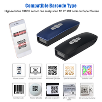 Escáner de Códigos de Barras Portátil 1D 2D QR BT, Mini Lector de Códigos de Barras Inalámbrico + USB para Teléfonos Inteligentes IOS y Android, Tabletas