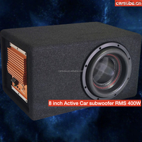 Caisson de basses actif pour camion, fourgonnette, SUV, voiture, amplifié, intégré dans un boîtier, 8 pouces, RMS 800W, crête 1600W, caisson de basses tubulaire actif pour voiture de 8 pouces
