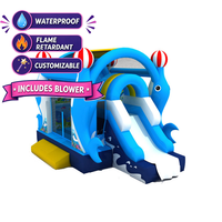 Château gonflable commercial de qualité supérieure en forme de dauphin avec toboggan, piscine et souffleur