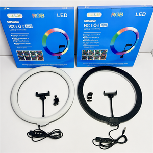 Ljj36 Anneau lumineux LED RGB de 14 pouces, 3 températures de couleur, 10 niveaux de luminosité, télécommande, lumière d'appoint RGB <span class=keywords><strong>pour</strong></span> studio photo et vidéo - Product Image 1