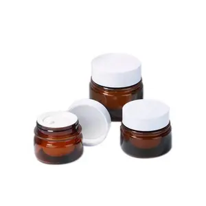 Amber Petg Plastic Empty Bottle Cream Jar 15G 30G 50G Double Layer Brown Plastic Jar