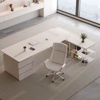Bureau de direction haut de gamme extensible en métal moderne et luxueux avec plateau en acrylique et design mobile pour usage commercial