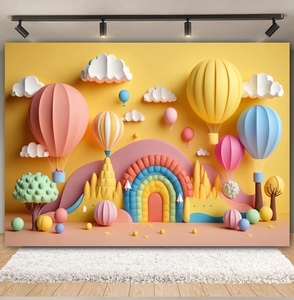 Nouveau-né bébé fille 1st fête d'anniversaire toile de fond <span class=keywords><strong>photographie</strong></span> ballon coloré porte arquée bébé douche gâteau Smash Photo fond - Product Image 1