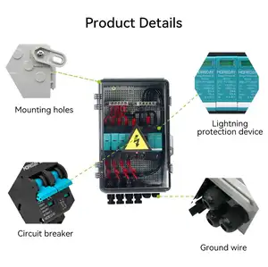 Nhà Máy Combiner Box PV DC 4 trong 1 ra 4 Chuỗi 1000V 1200V PV mảng Combiner Box cho năng lượng mặt trời bảng điều khiển hệ thống điện